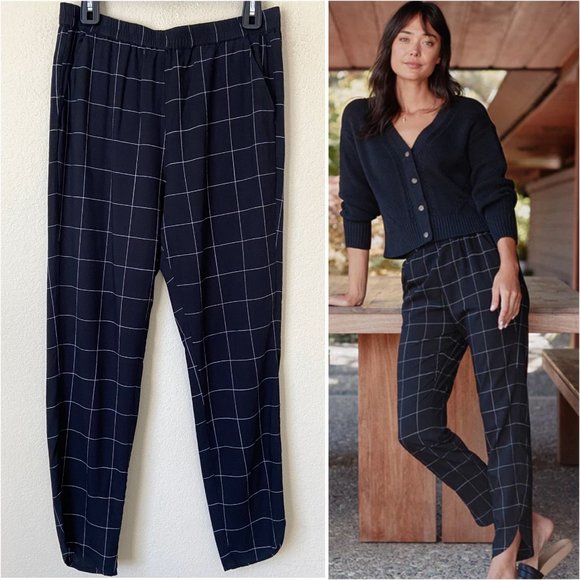 Marine Layer Allison Pant in Black Windowpane Contemporary Minimalist - Picture 1 of 11
